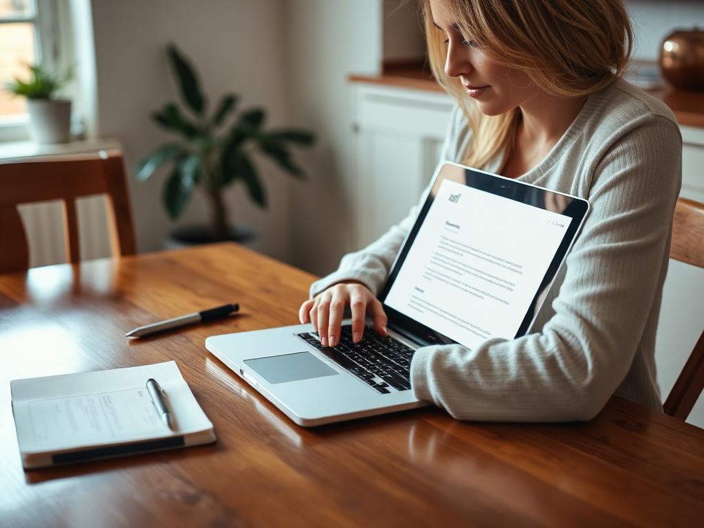 Someone typing an email on a laptop at home